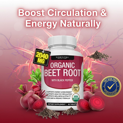 Organic Beet Root Tablets – Nitric Oxide Booster for Energy & Circulation Sumvital