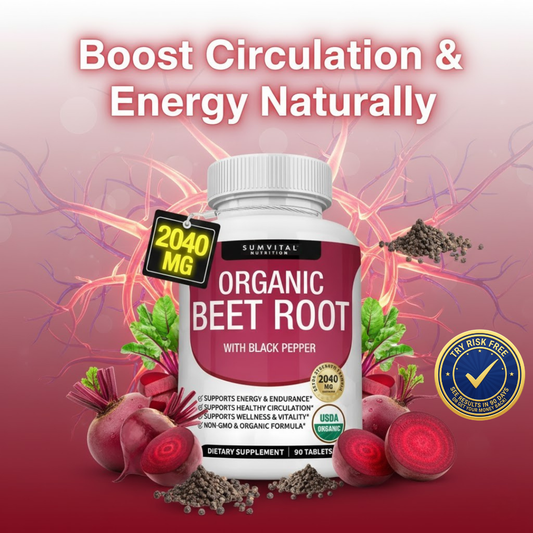 Organic Beet Root Tablets – Nitric Oxide Booster for Energy & Circulation Sumvital