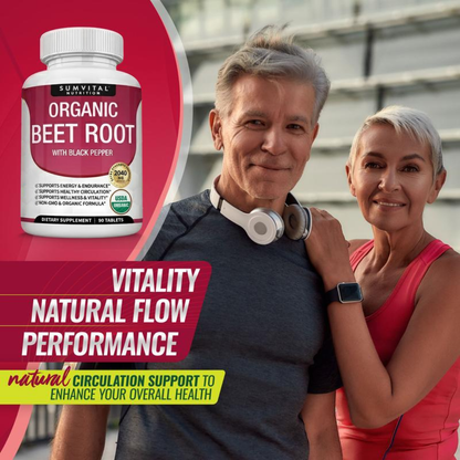 Organic Beet Root Tablets – Nitric Oxide Booster for Energy & Circulation Sumvital